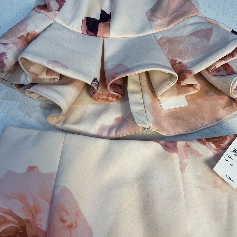 Keepsake The Label Floral Skirt Set M Light Faded Structured Midi Skirt NWT